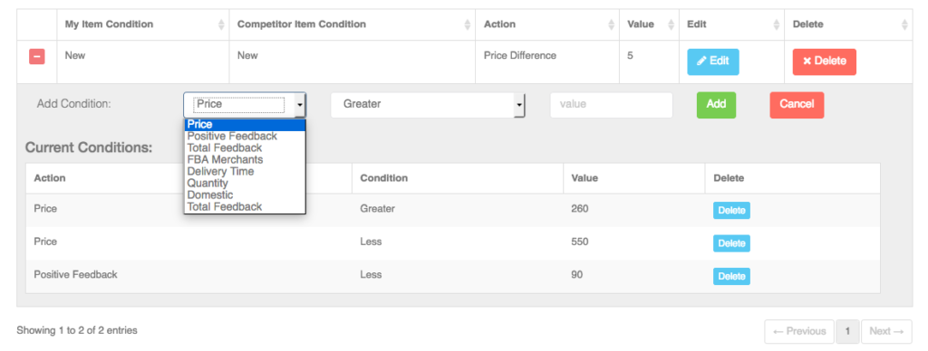 Adding conditions to specific rules