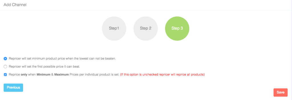 Setting default repricer conditions step3