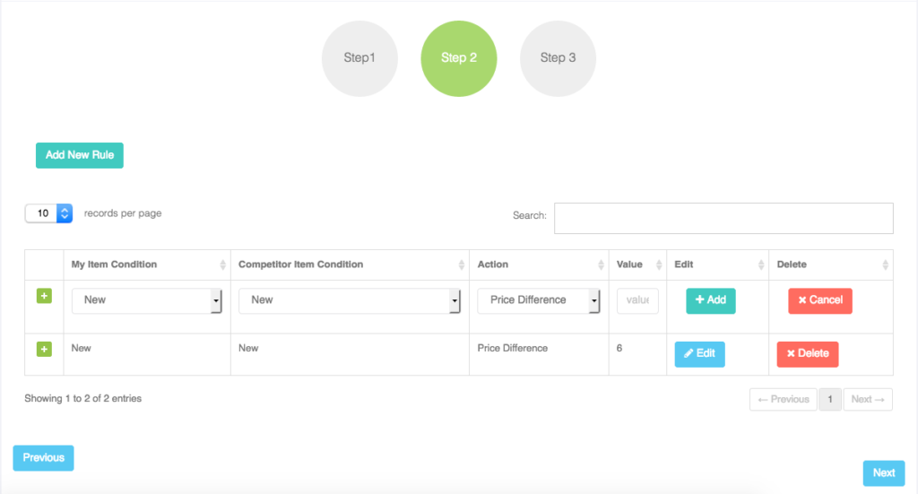 Setting repricer rules and conditions step2